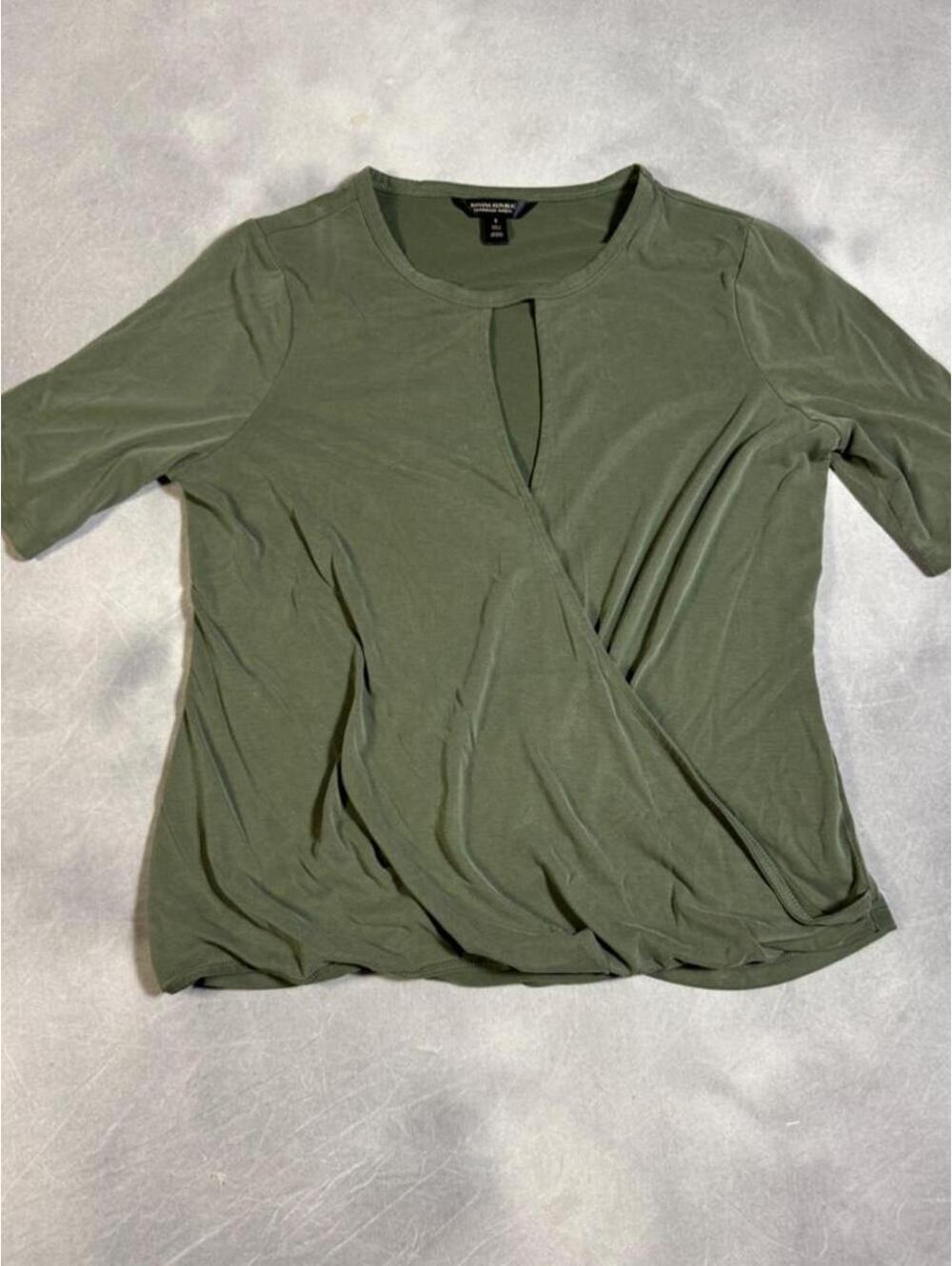 Banana Republic Sandwash Modal Olive Green Faux Wrap Top Women’s Small